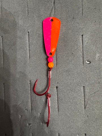 50/50 Pink Orange Silver Flake UV Micro Spoon