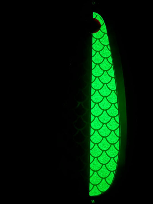 Gold Plated 5.5” Glow chartreuse purple Uv 50/50 Fisheye Dodger