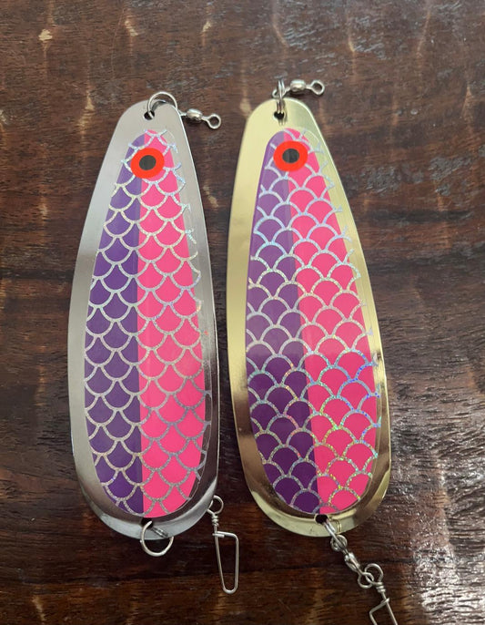 Silver gold combo 5.5” Glow Pink Purple Uv 50/50 Fisheye Dodger