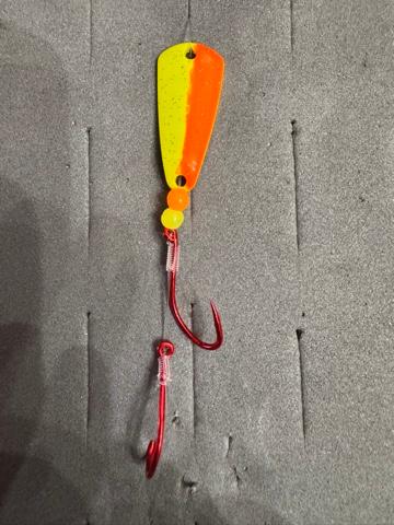 50/50 Chartreuse Orange Silver Flake UV Micro Spoon