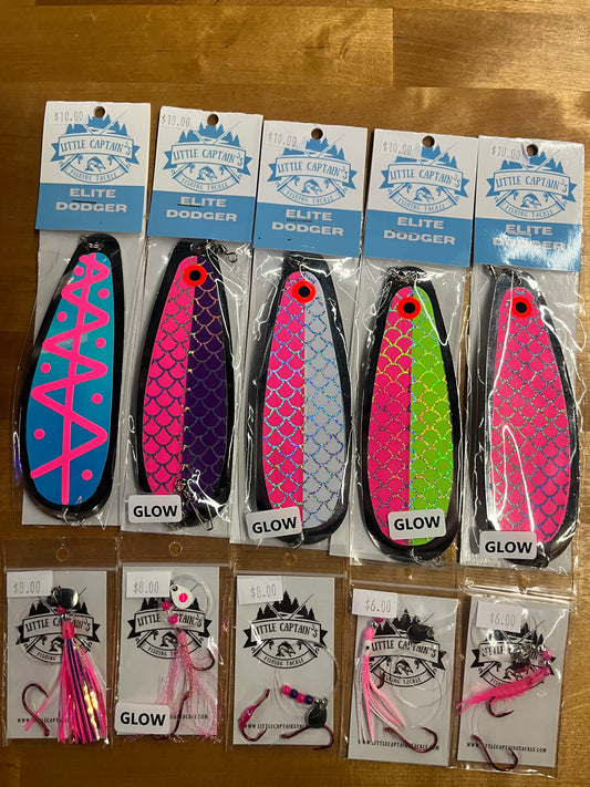Pink silver 5 dodger lure combo set kit