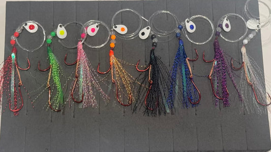 8 Color Fly Set Glow in the dark UV Hand painted Blades