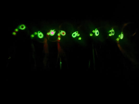 8 Color Fly Set Glow in the dark UV Hand painted Blades