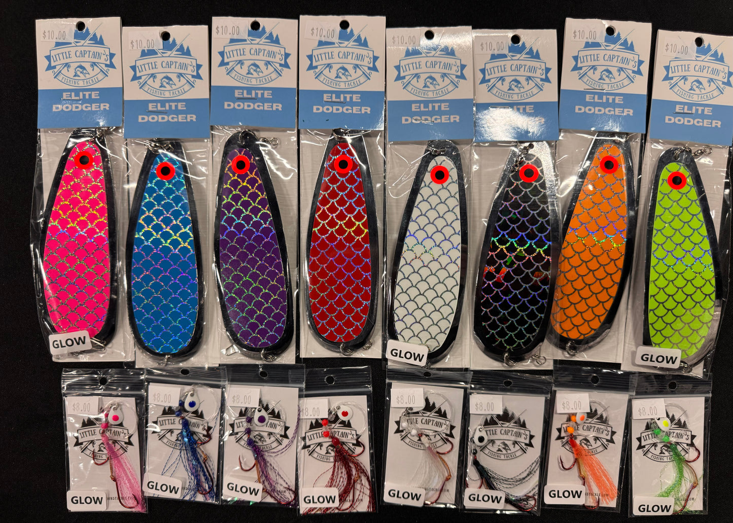 8 Dodger glow fly lure set silver combo set