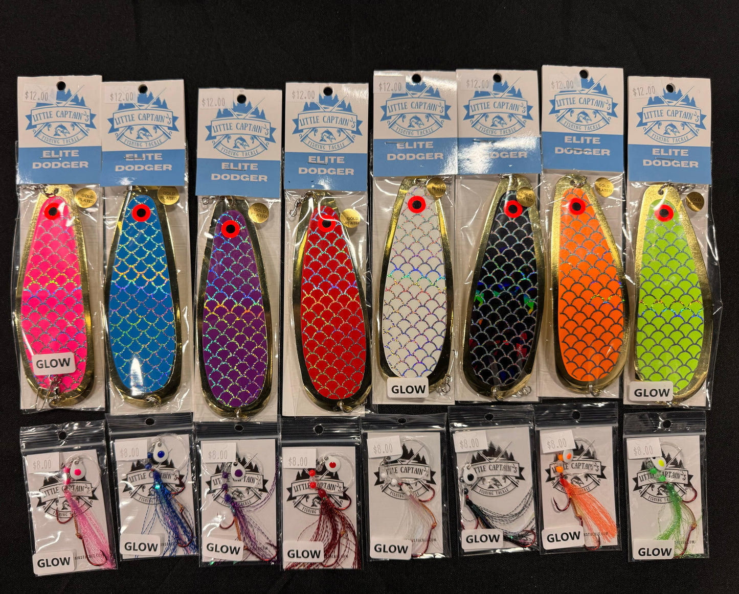 8 Dodger glow fly lure set gold plated combo kit