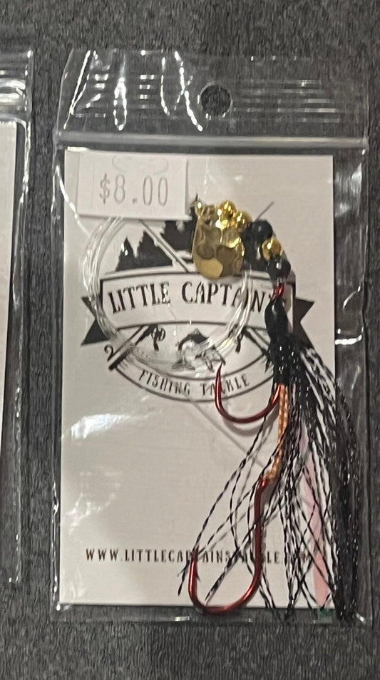 Midnight Black mosquito Gold plated Fly hand tied