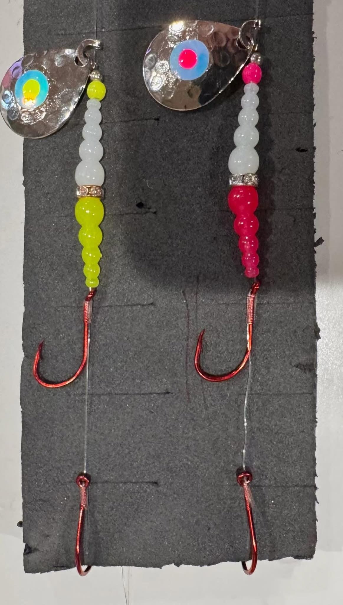 Old faithful spinner set pink glow chartreuse glow moon jelly