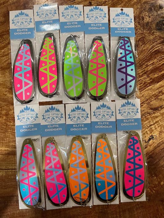 10 pack kokanee, trout, sockeye dodgers set 5.5" glow uv 5 silver 5 gold