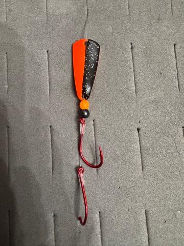 50/50 Black Orange Silver Flake UV Micro Spoon