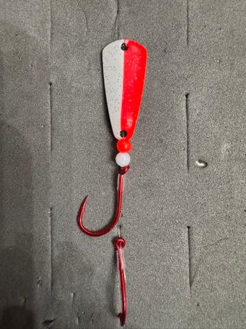 50/50 Red White Silver Flake UV Micro Spoon